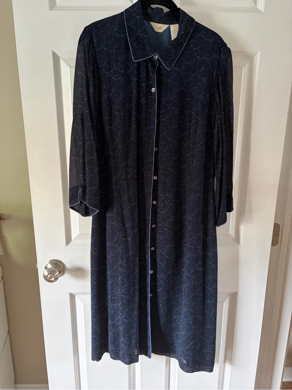 J. Jill Navy Blue Button-Front Midi Dress